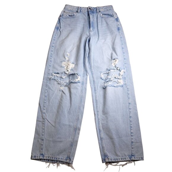 Garage Denim Womens Wide Leg Jeans 5 Light Wash Distressed Organic Cotton Holes - Picture 4 of 8